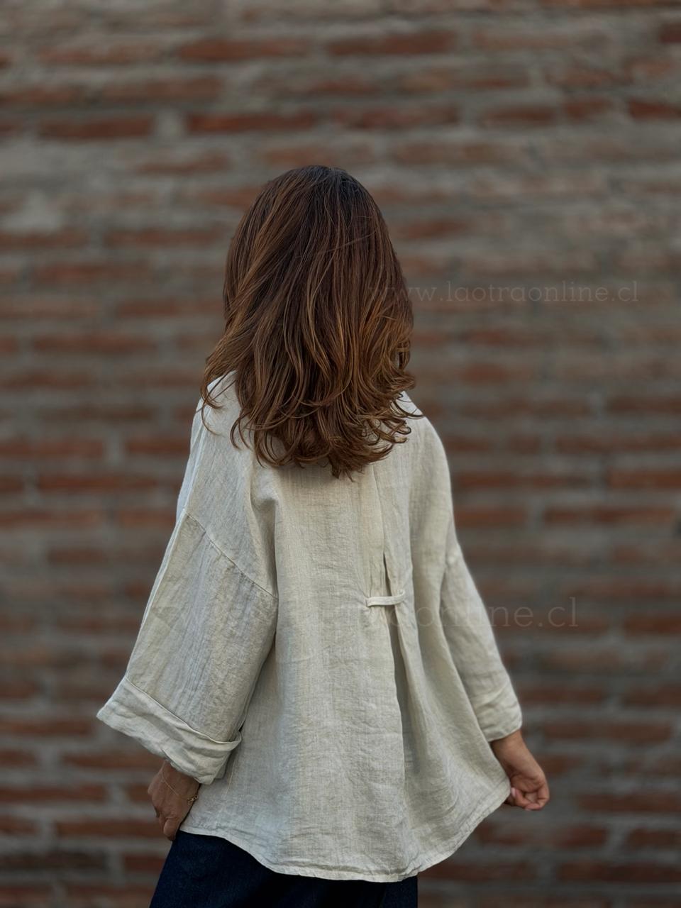 Camisa 100%Lino Italiano beige
