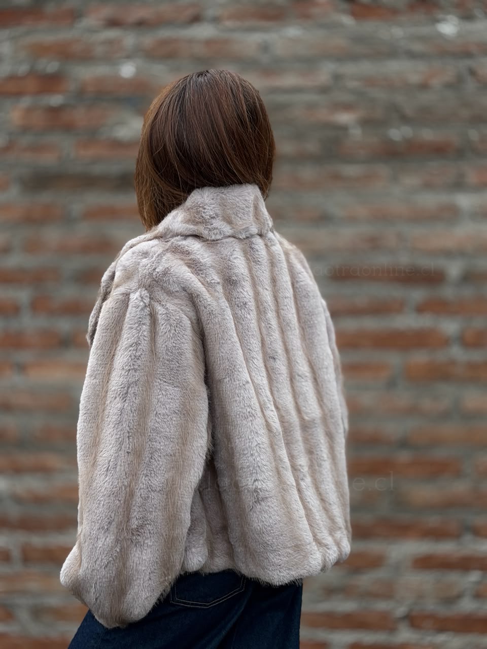 Abrigo piel Kansas gris/moka