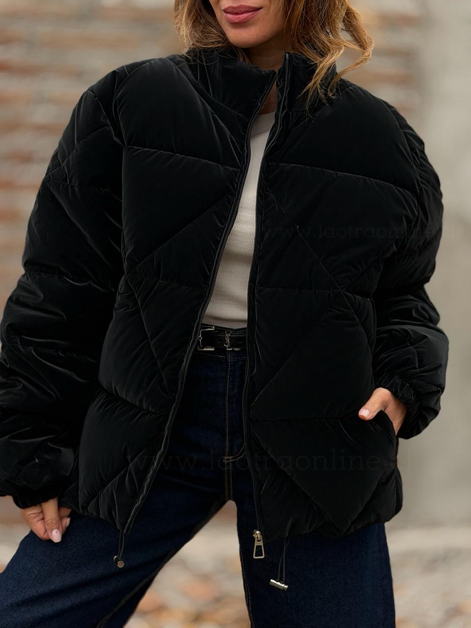 Parca Acolchado Impermeable negro