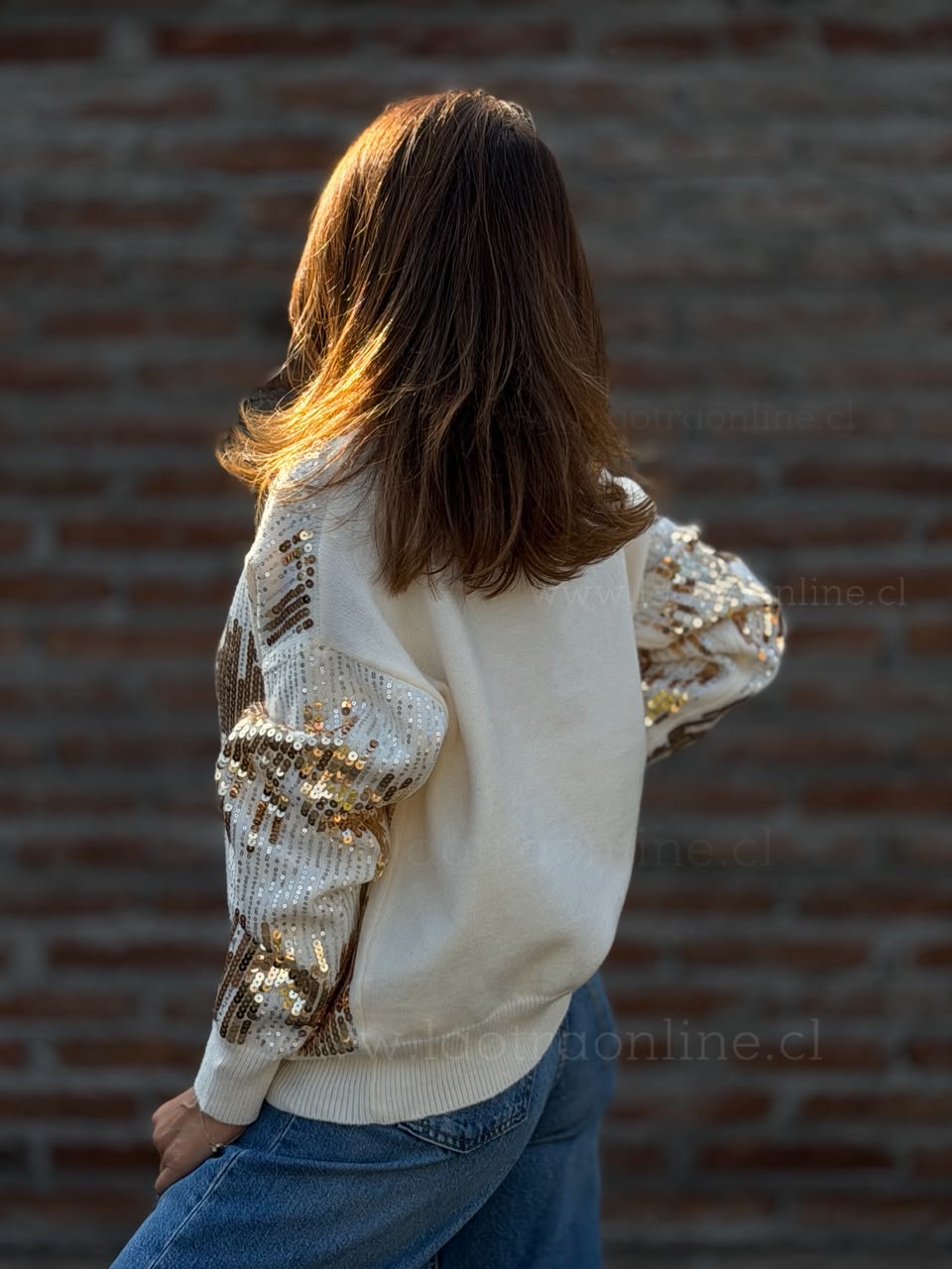 Chaleco Lentejuelas crema