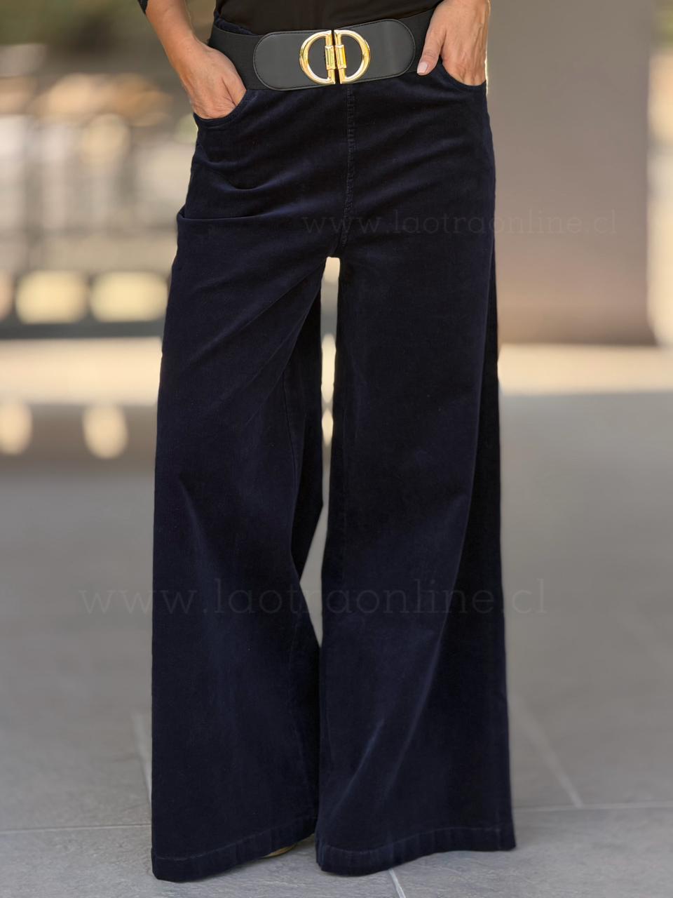 Pantalón Cotele pretina azul