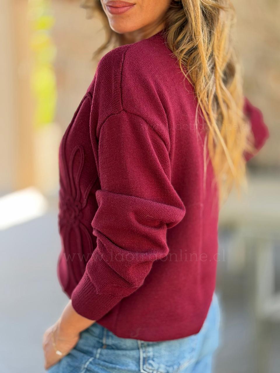 Sweater Flor relieve cherry