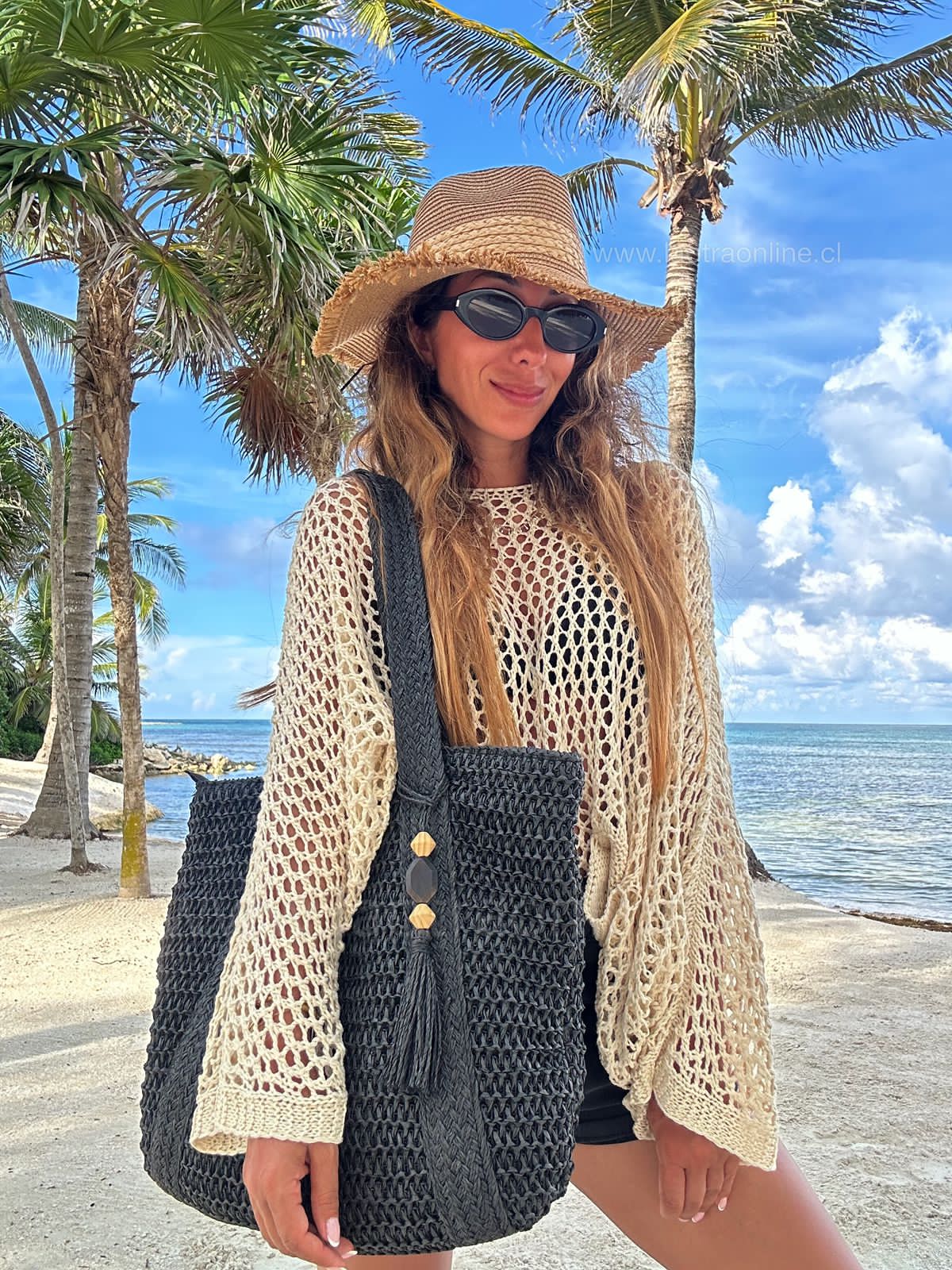 Bolso rafia verano negro