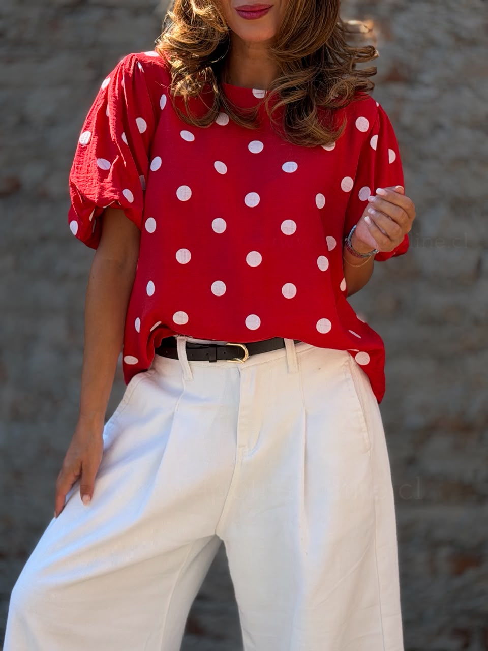 Polera maxi lunar rojo