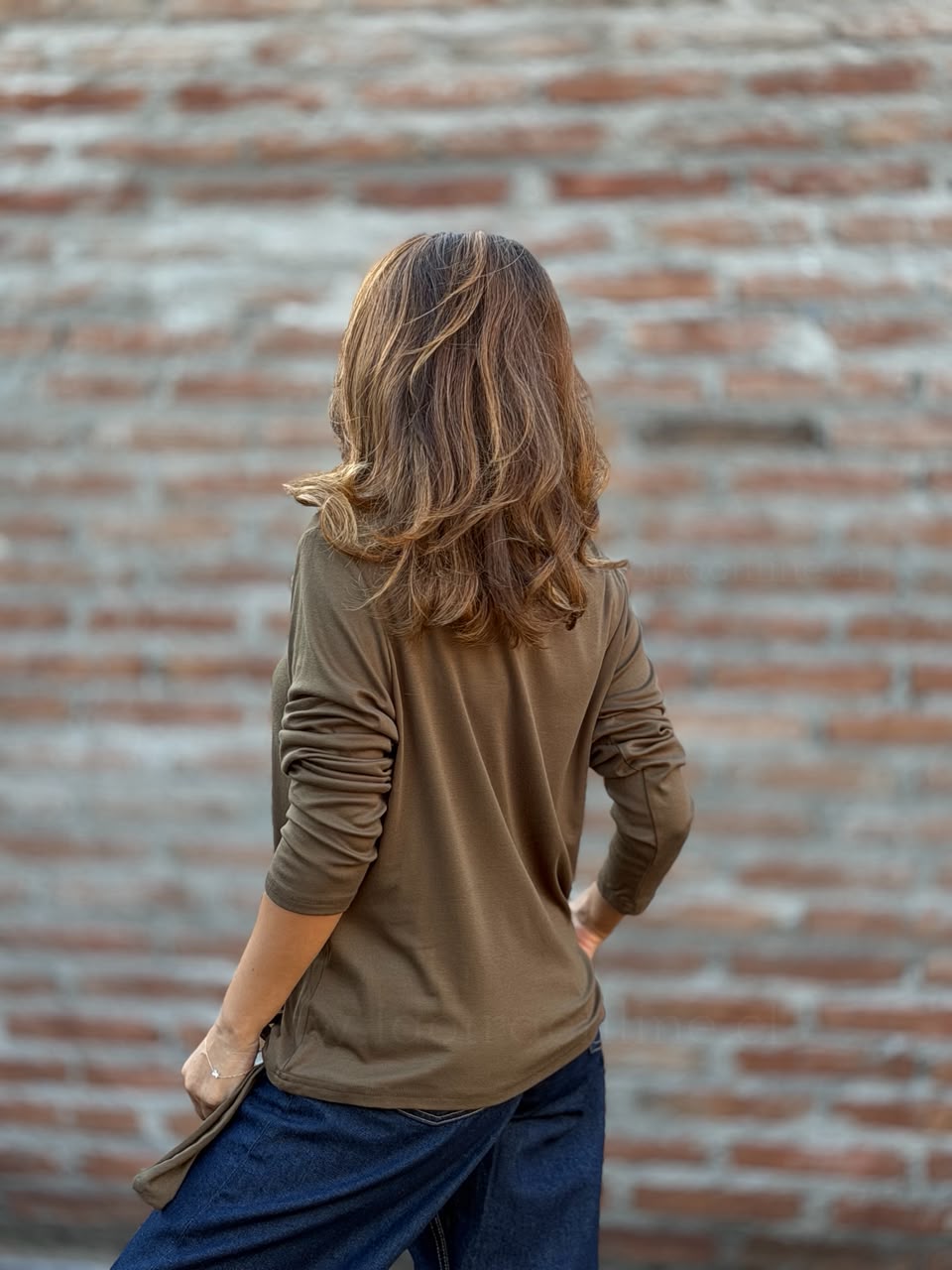 Polera Broche olivo