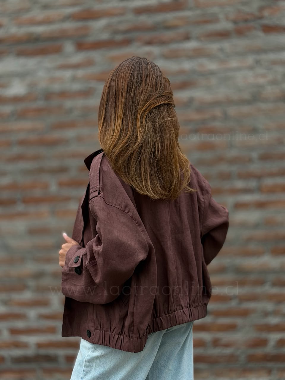 Chaqueta/trench Lino marrón