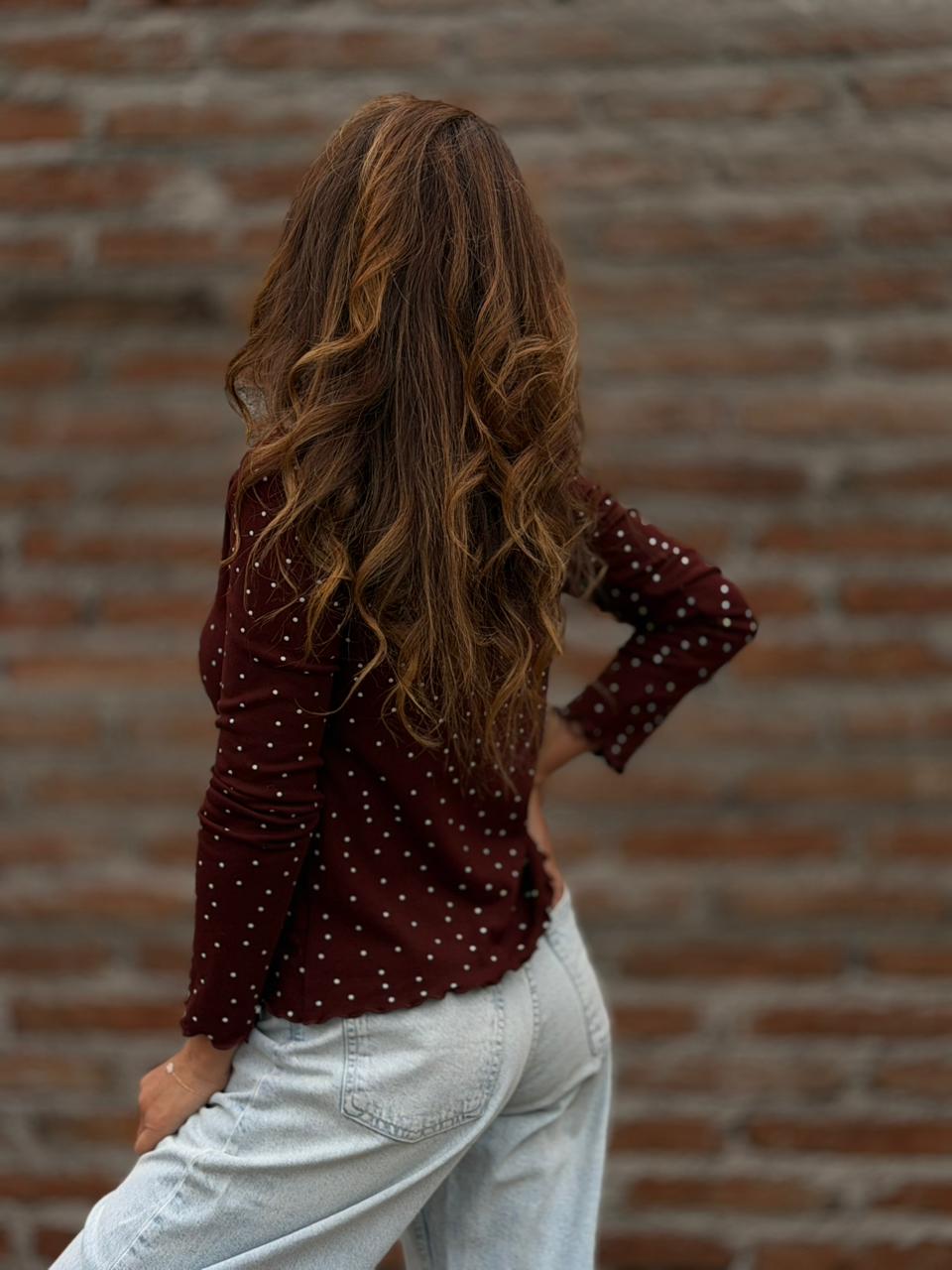 Polera Madame lunares marrón