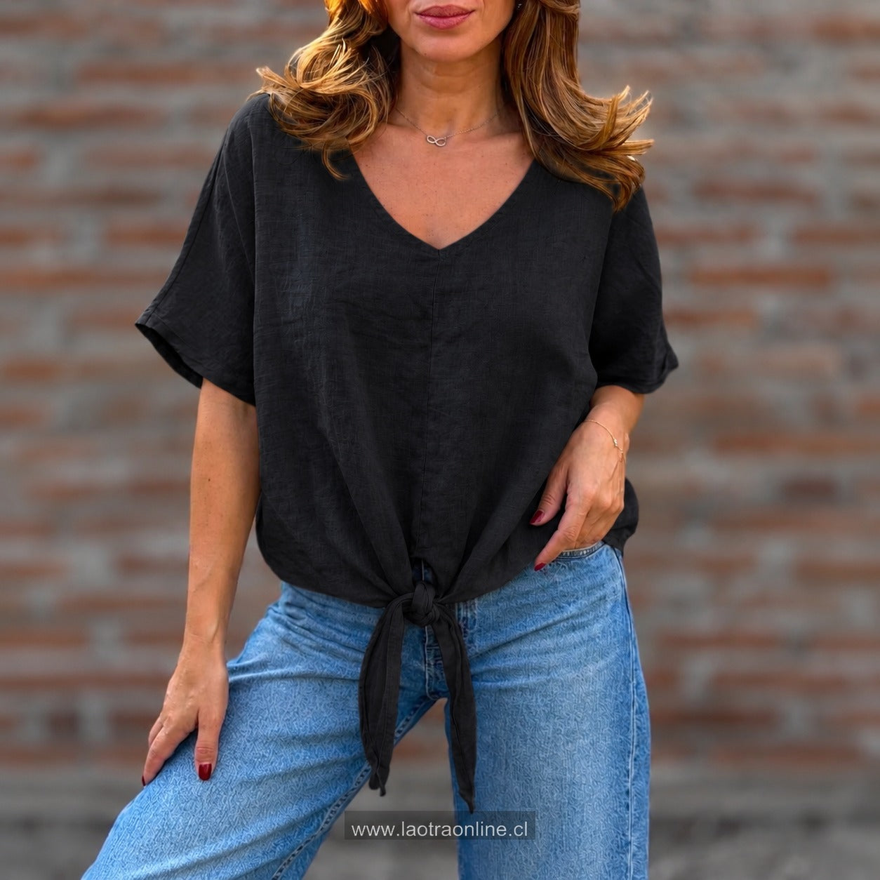 Polera Lino Amarra negro