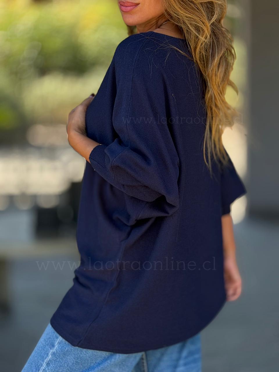 Sweater Flor relieve azul