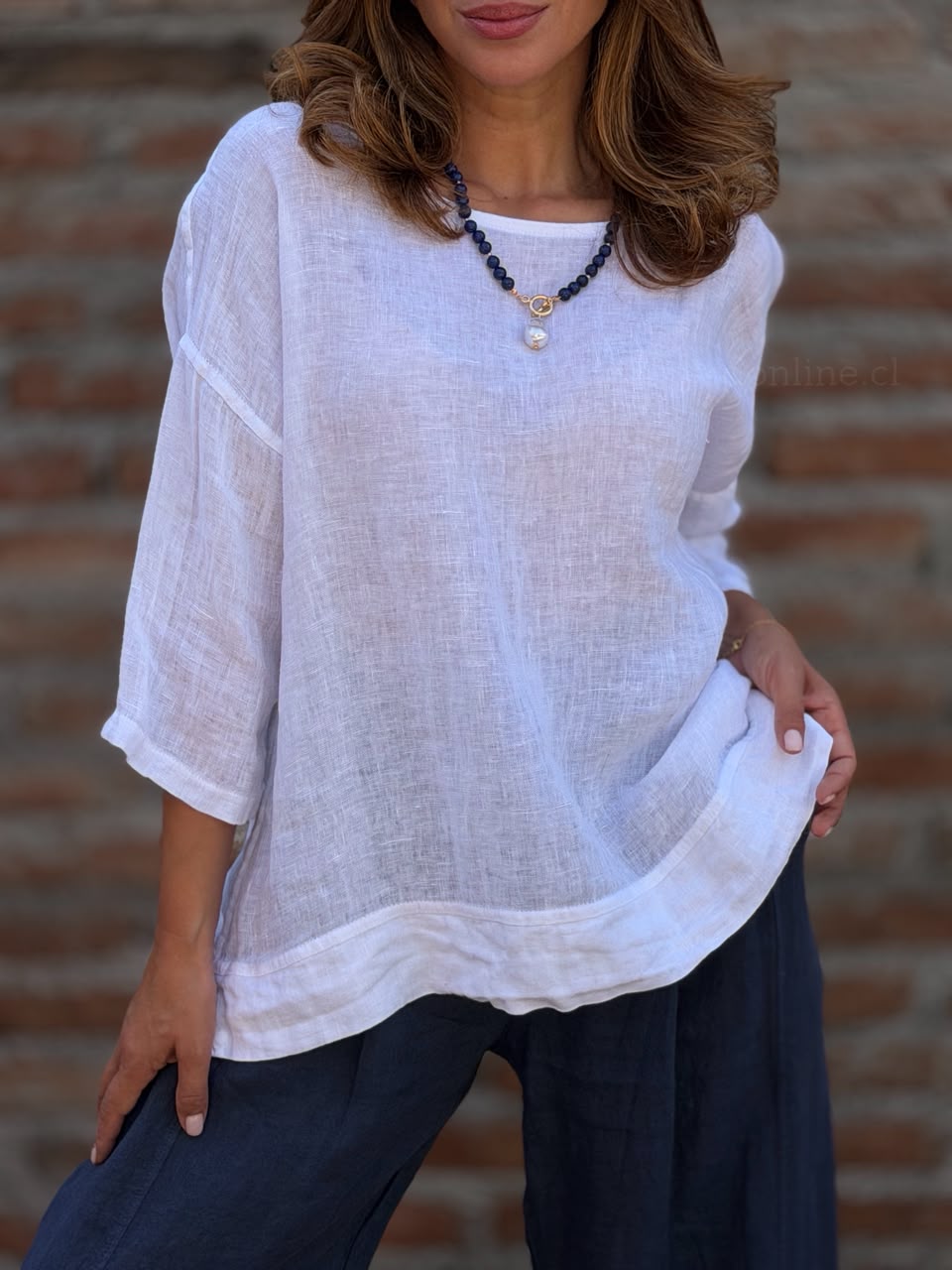 Blusón Italiano lino blanco
