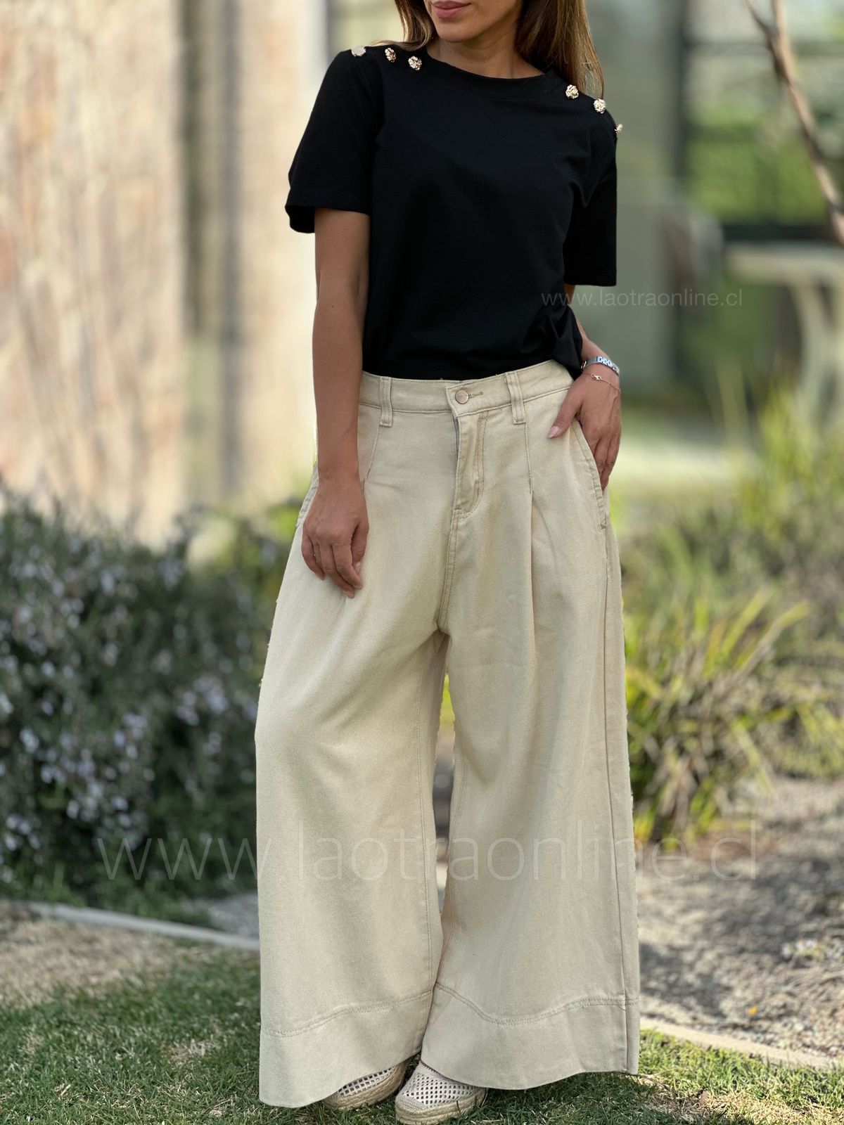 Jeans culotte beige