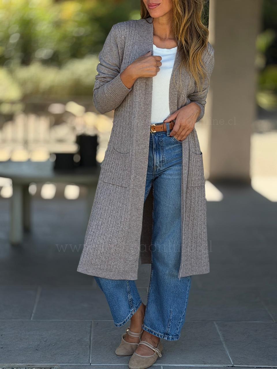 Cardigan Trenzas gris/taupe