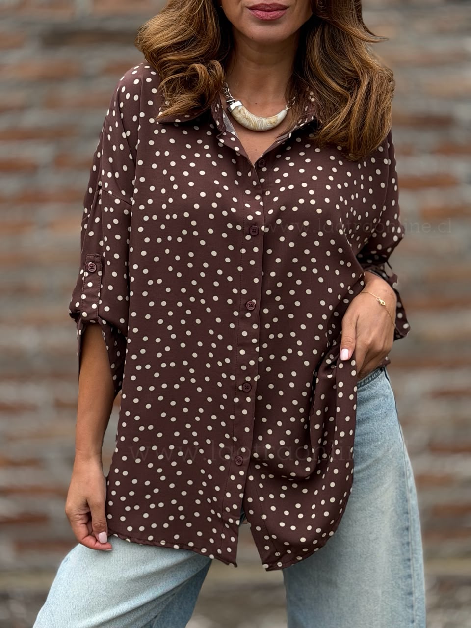 New Blusa Lunares marrón