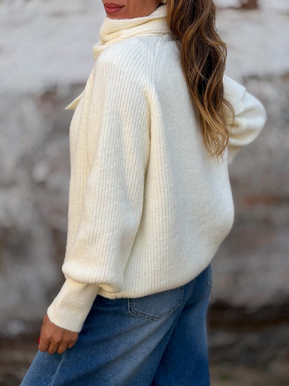 Sweater+Bufanda crudo
