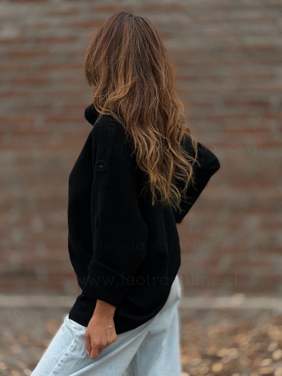 Sweater Botón tejido negro