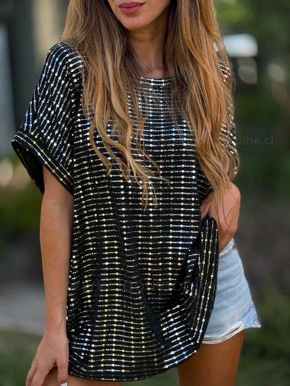 Polera mini espejitos plata