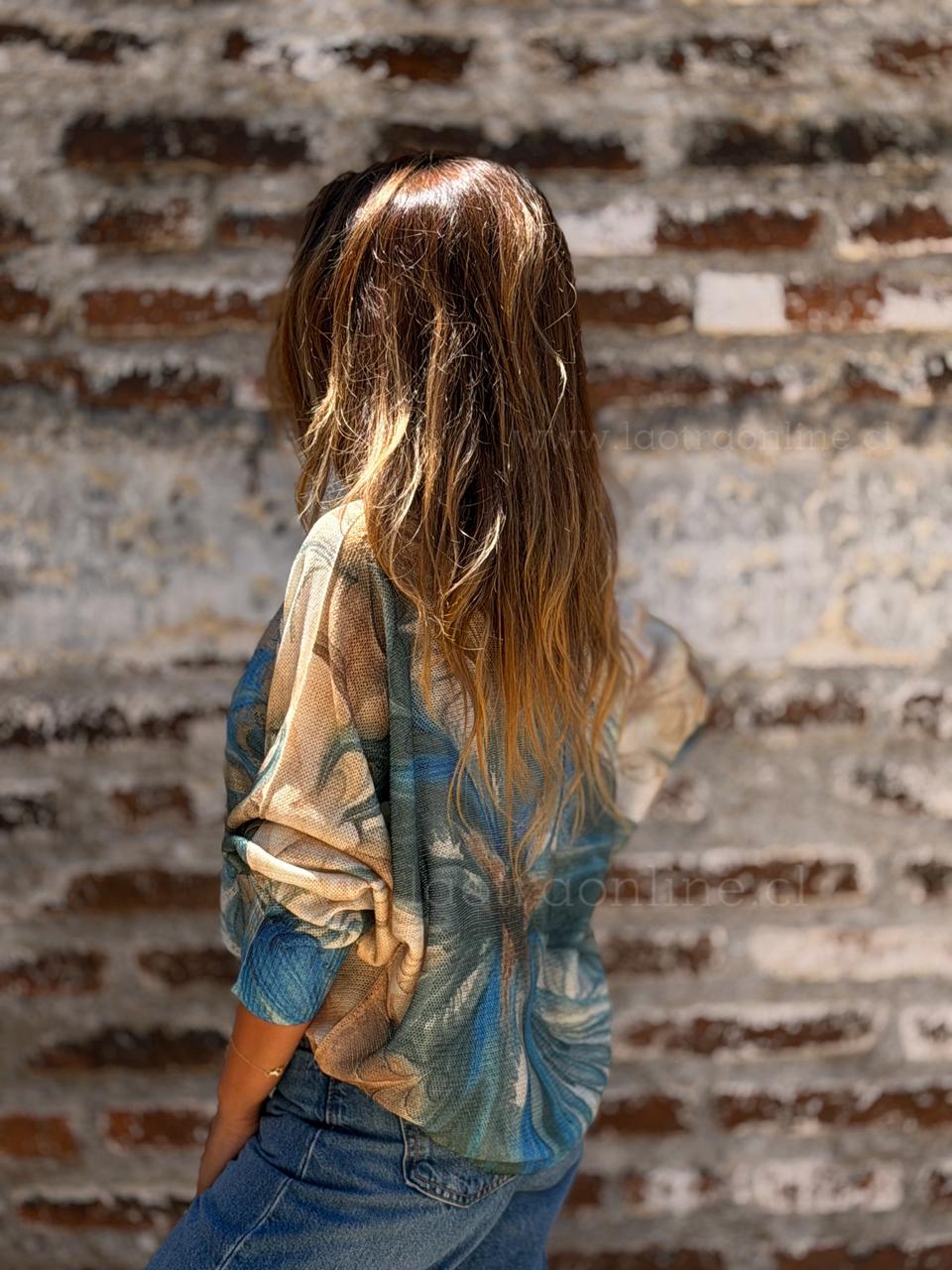 Sweater Indonesia beige/azul