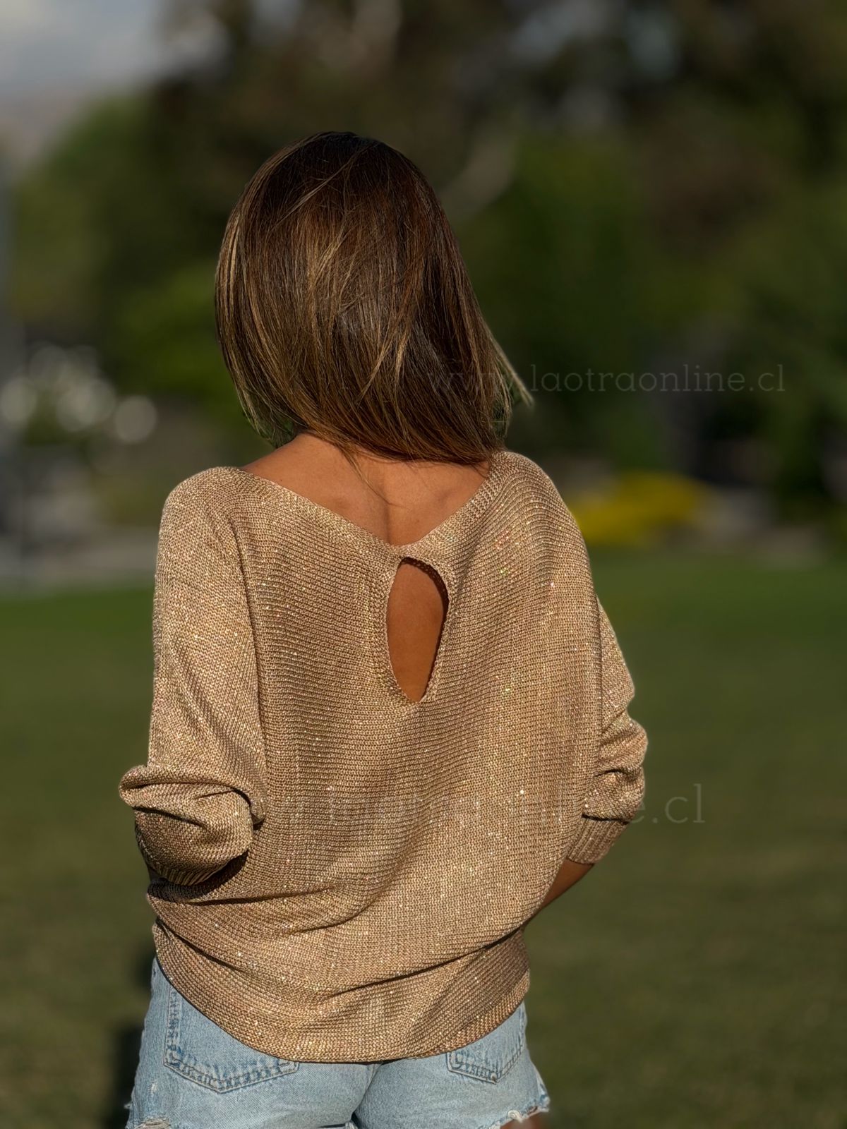 Sweater Hilo lurex camel