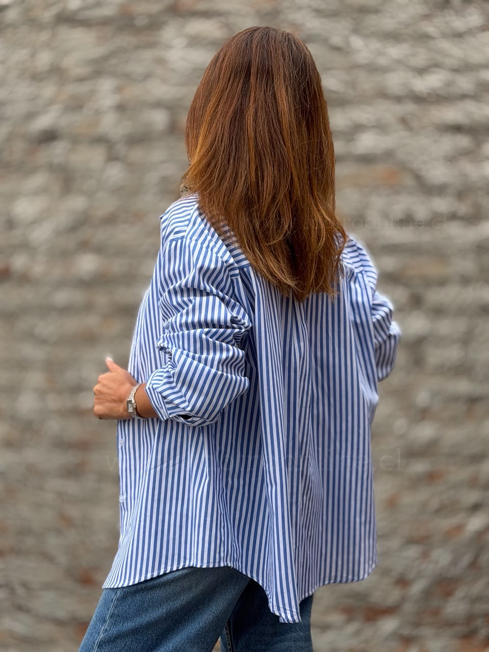 Blusa Rayas clásica azul