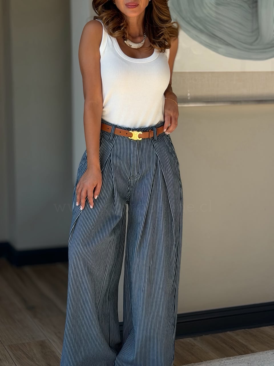 New Pantalón viral rayas azul