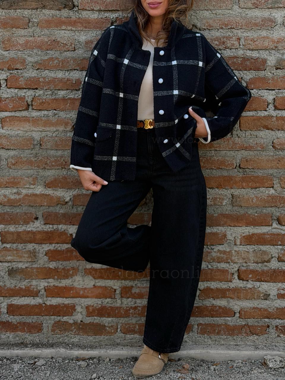 Abrigo New Cuadros negro