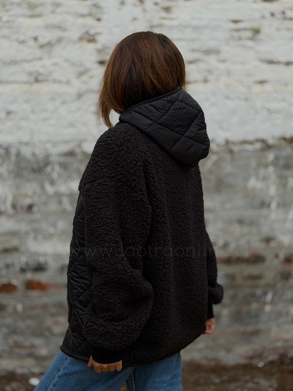 Parca/polar capucha negro