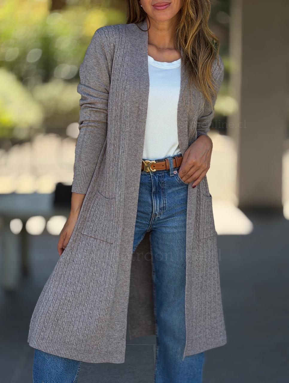 Cardigan Trenzas gris/taupe