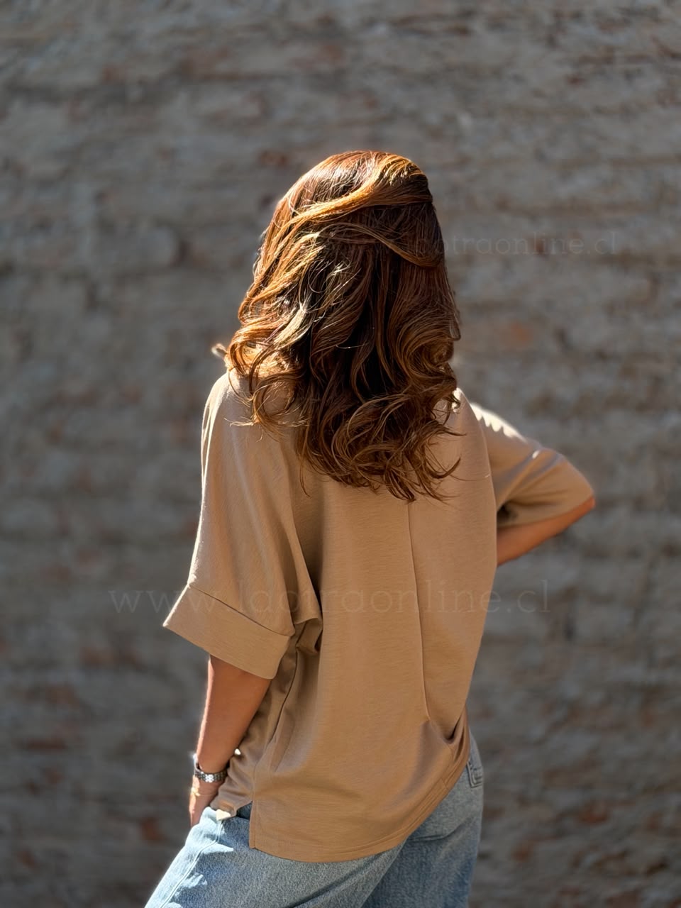 Polera maxi Flor camel