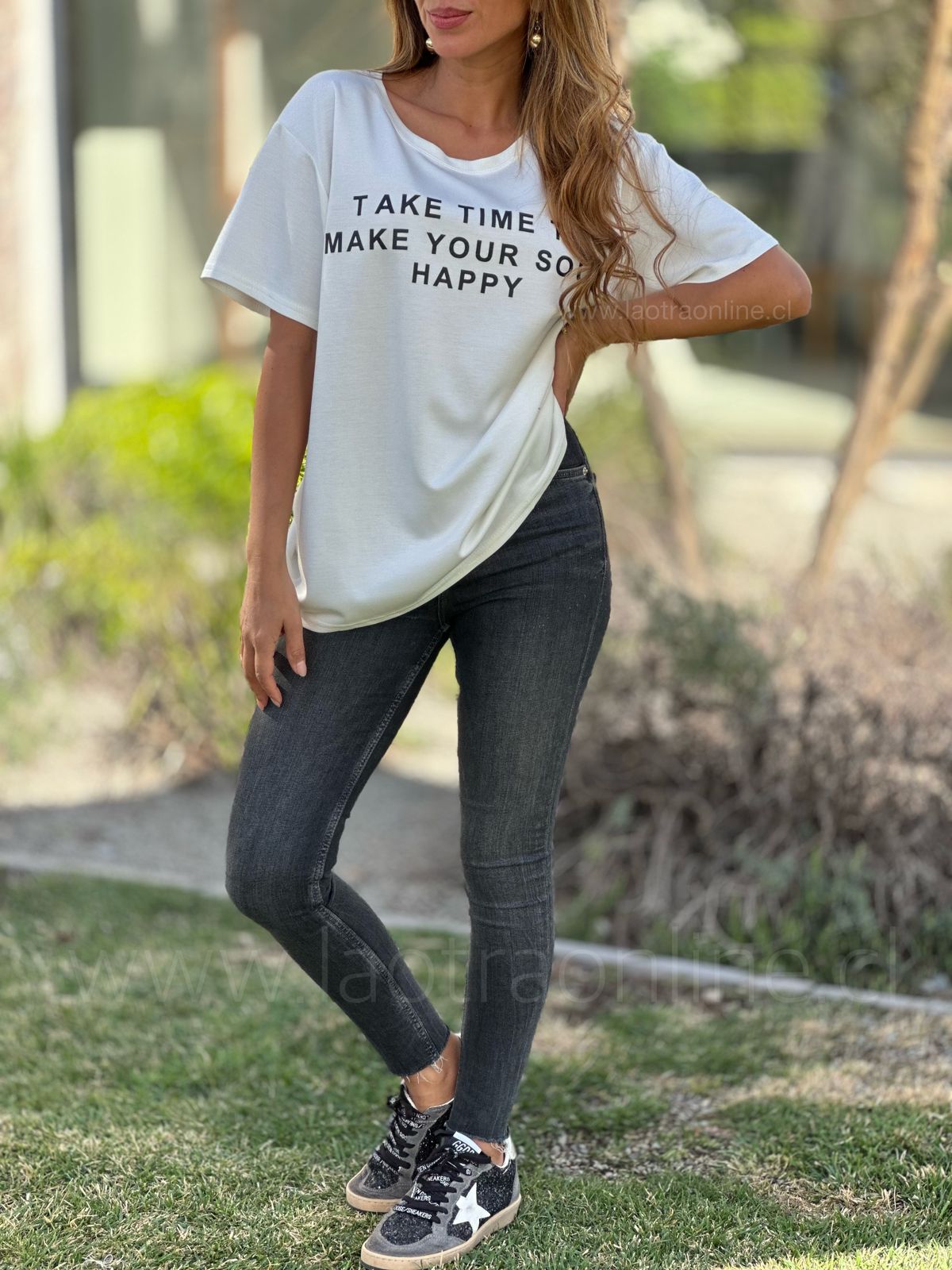 Polera Happy blanco