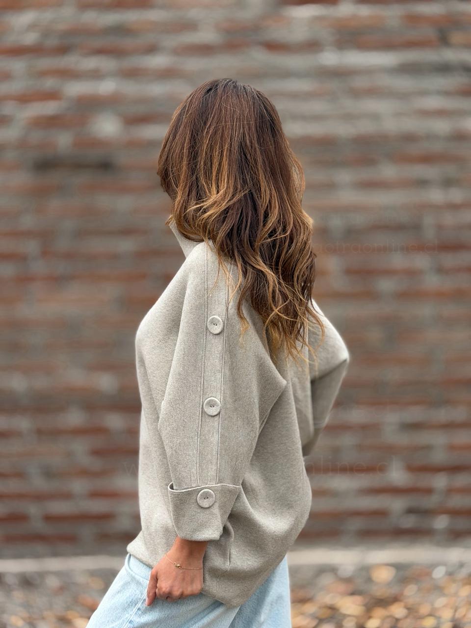 Sweater Botón tejido arena