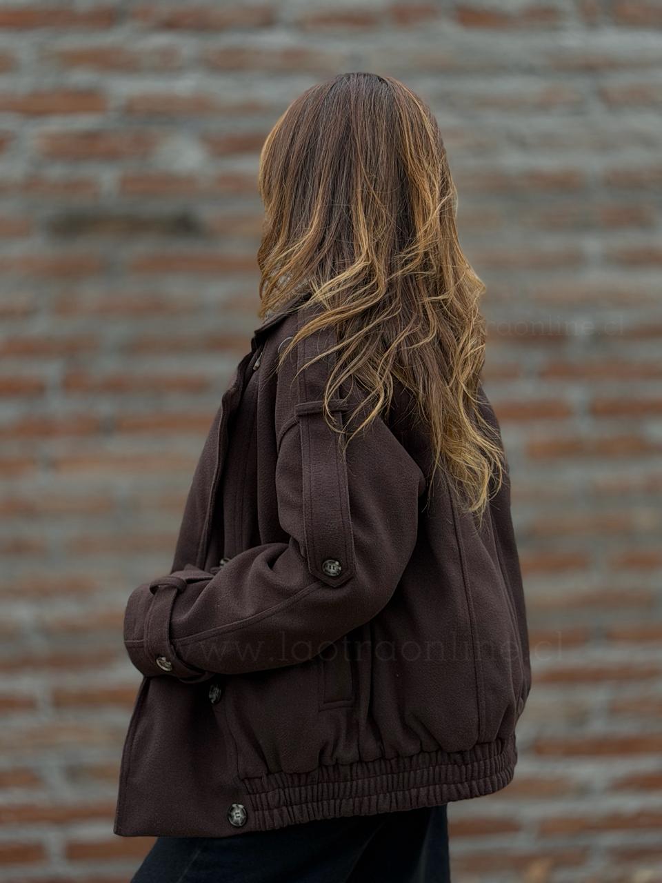 Chaqueta Paño acolchada choco