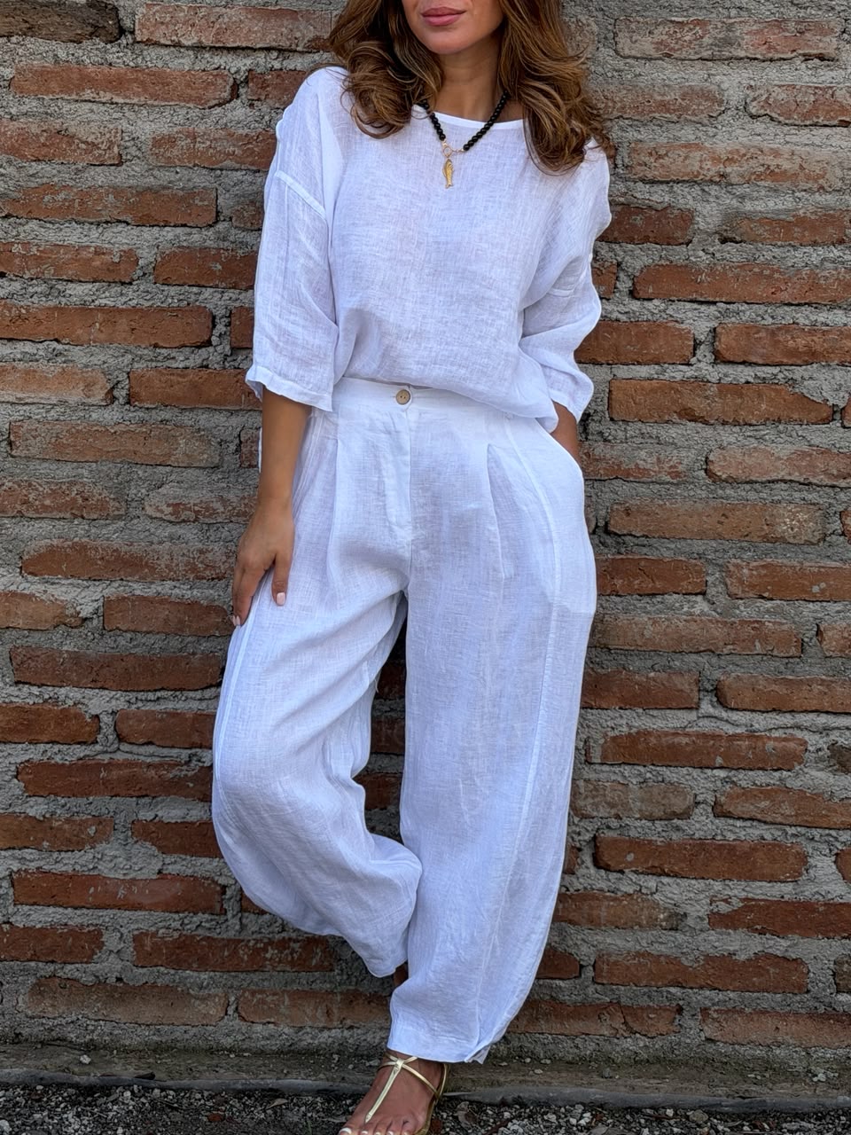 Baggy Lino blanco