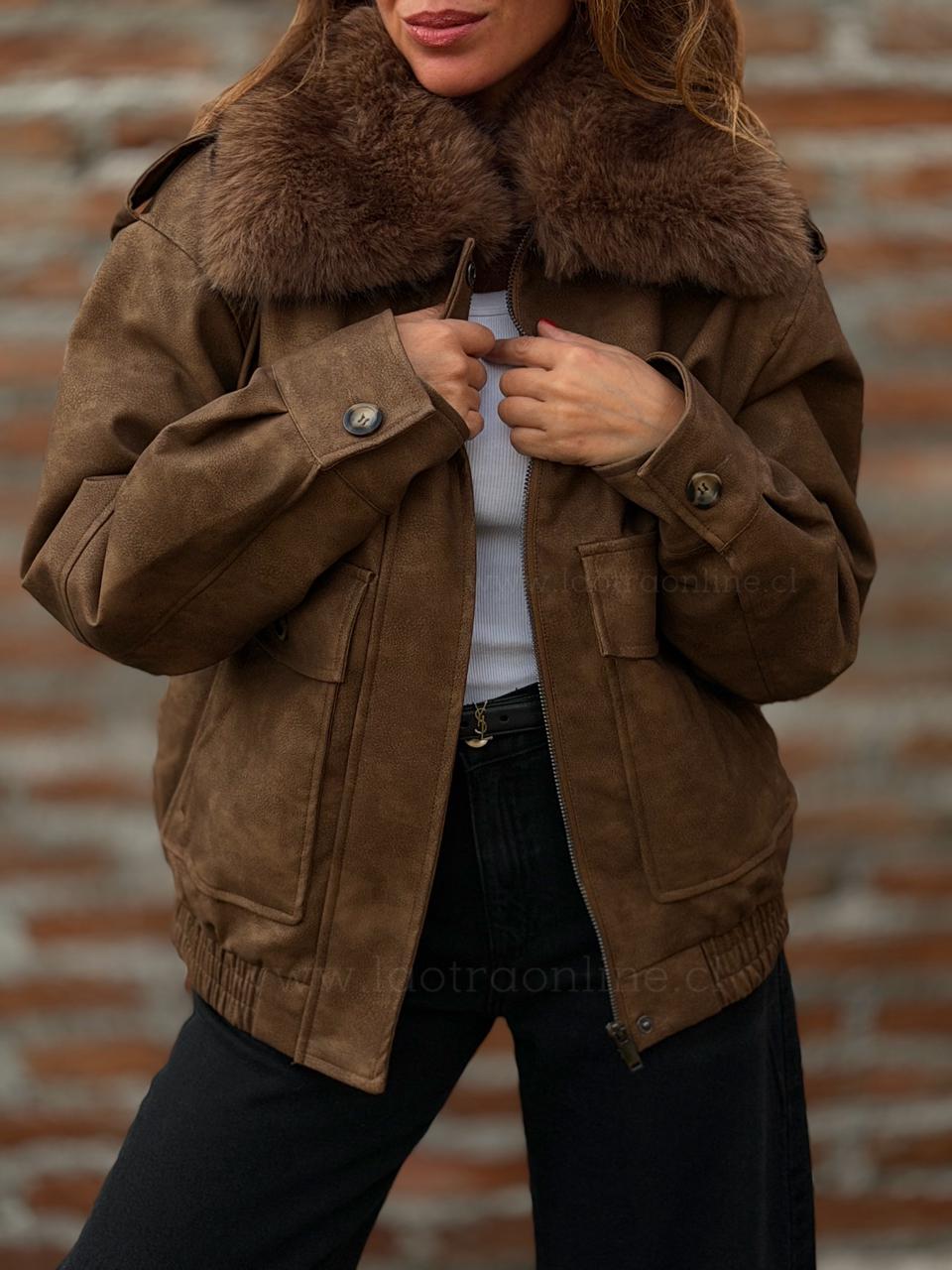 Chaqueta Acolchada simil cuero otoño