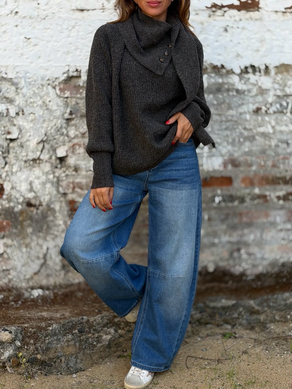 Sweater+Bufanda marrón/marengo