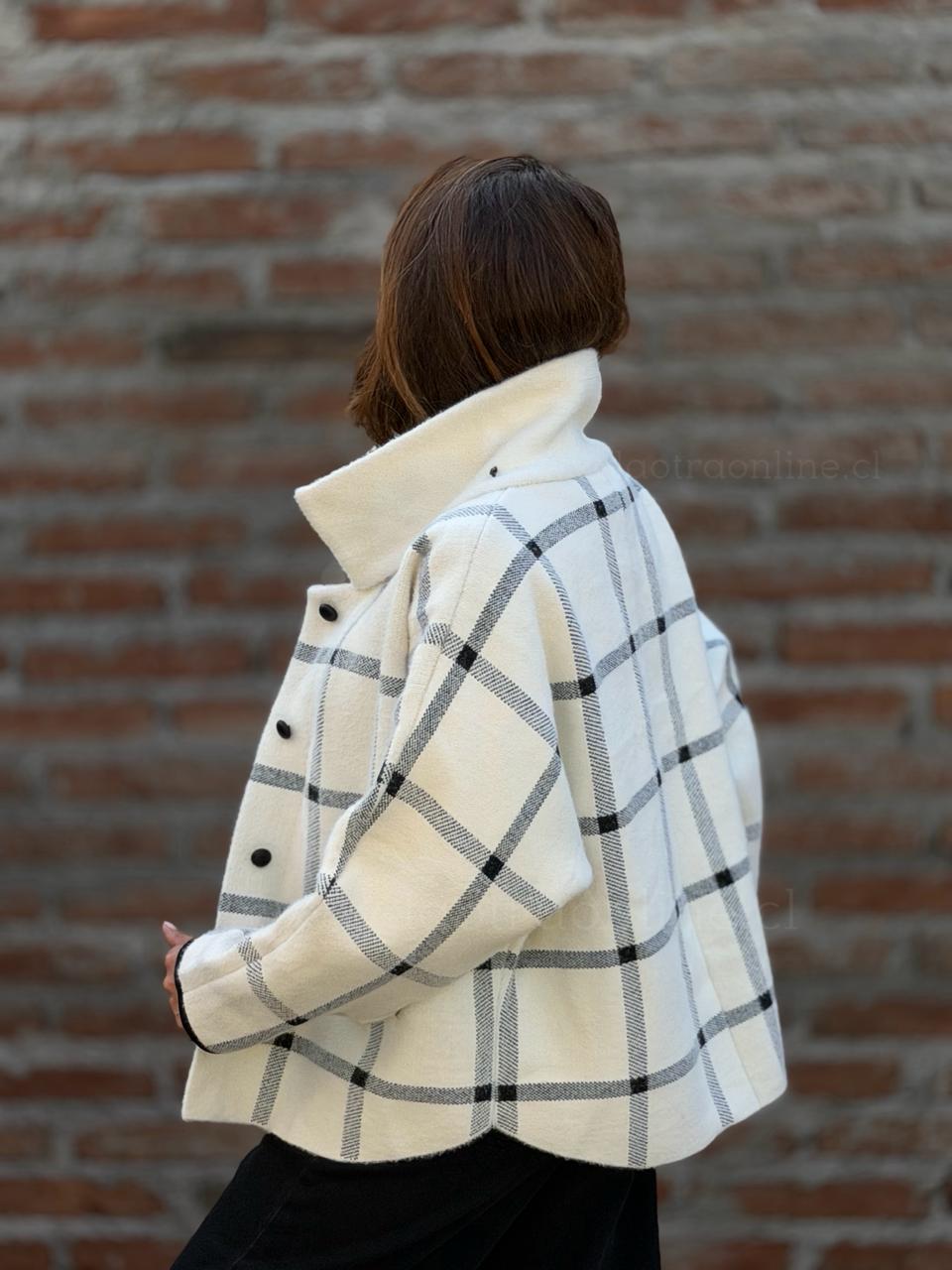 Abrigo New Cuadros crema