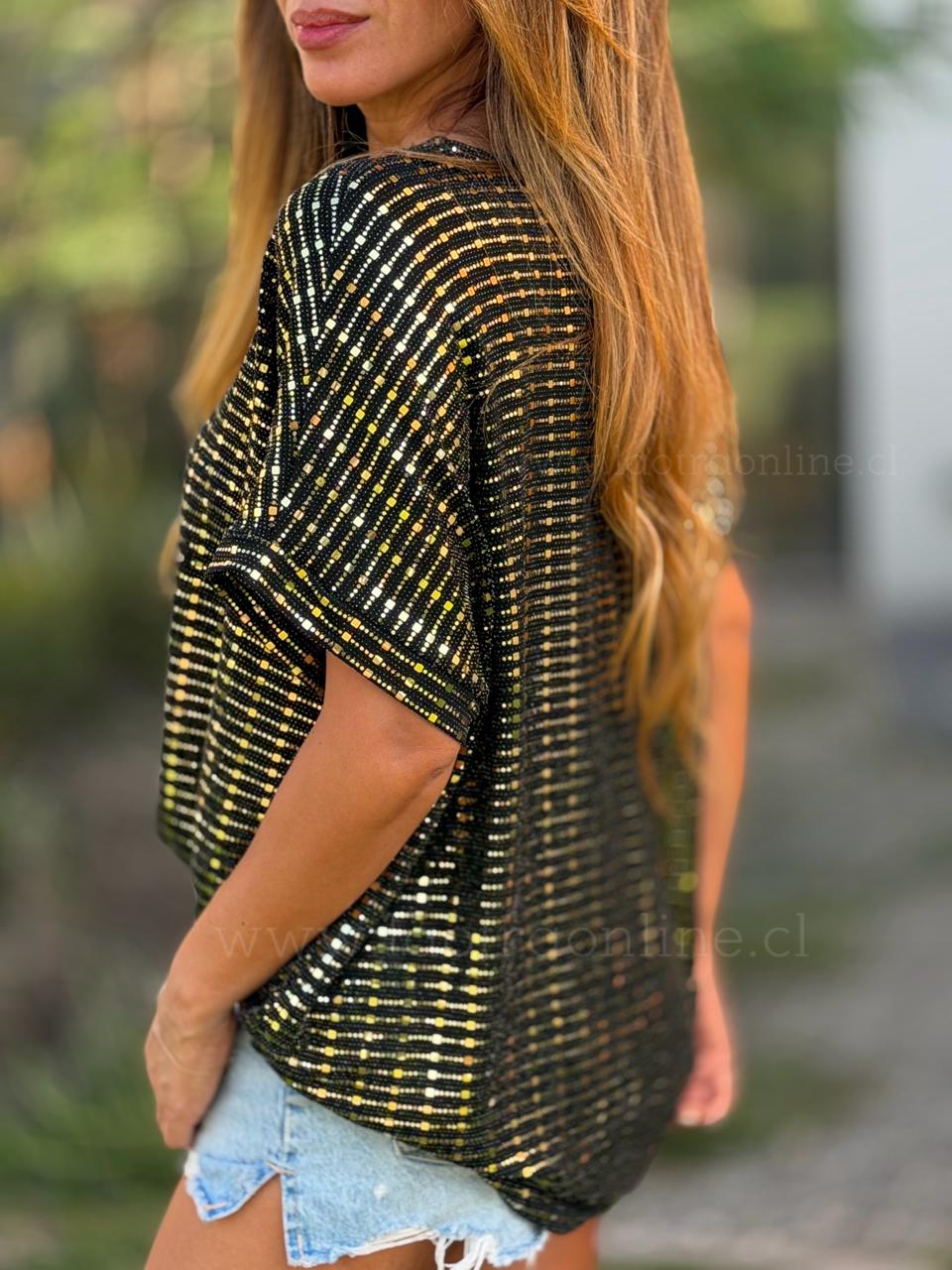 Polera mini espejitos dorado