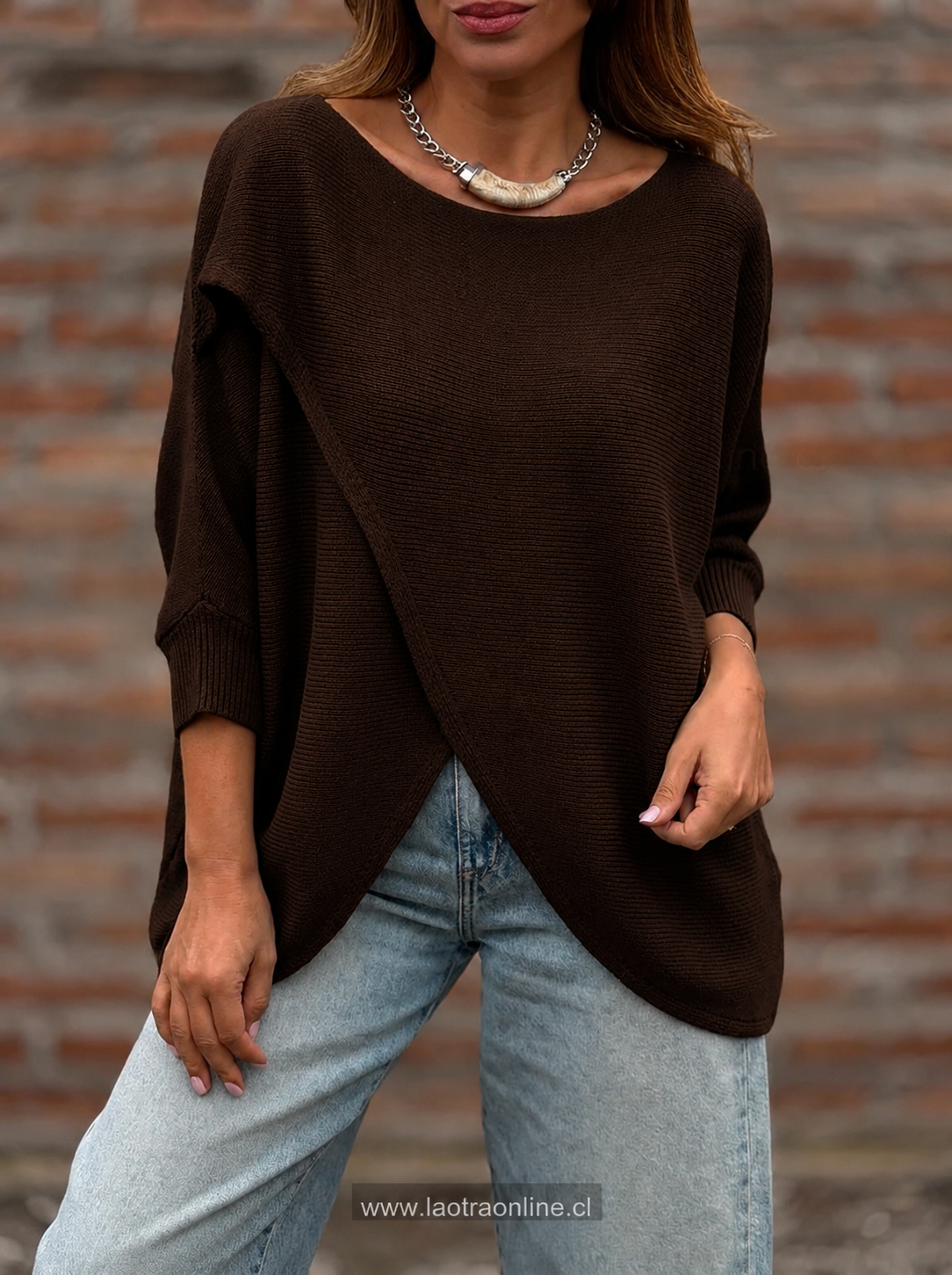 Sweater capa cruzada marrón