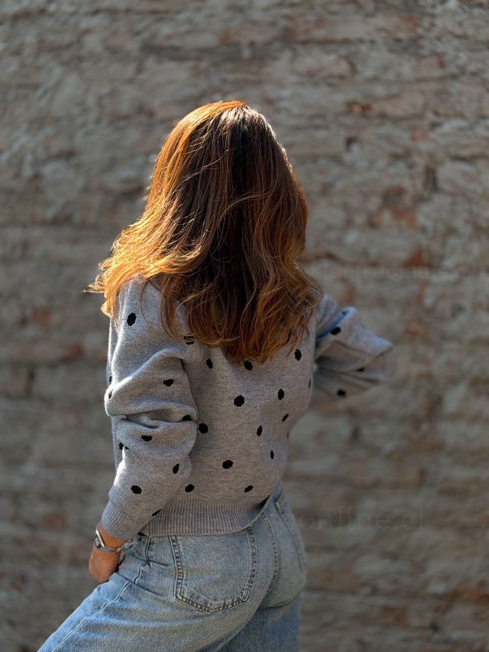 Chaleco Lunar cuello jeans gris