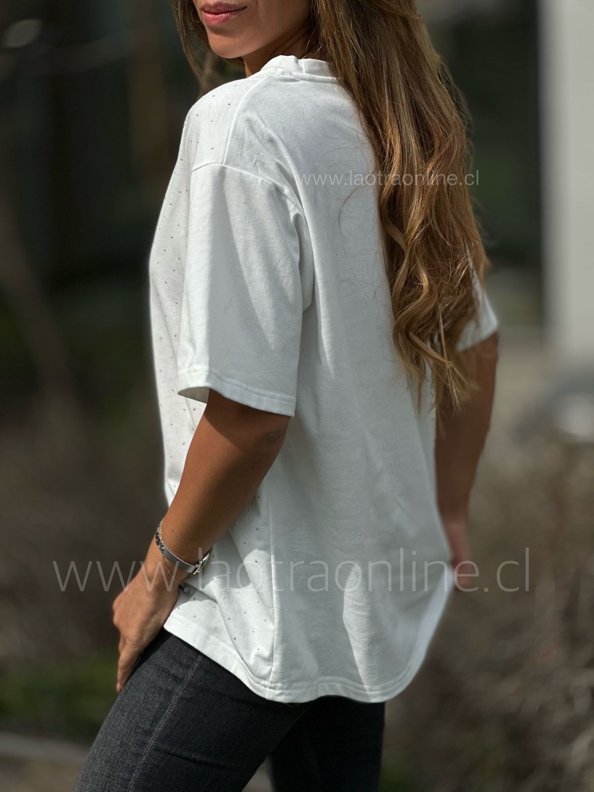 Polera Brillitos blanco