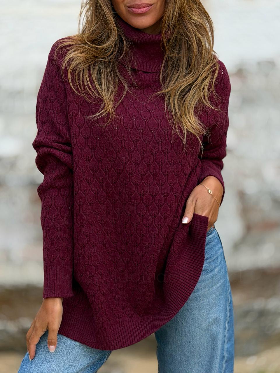 Sweater Hojas cherry