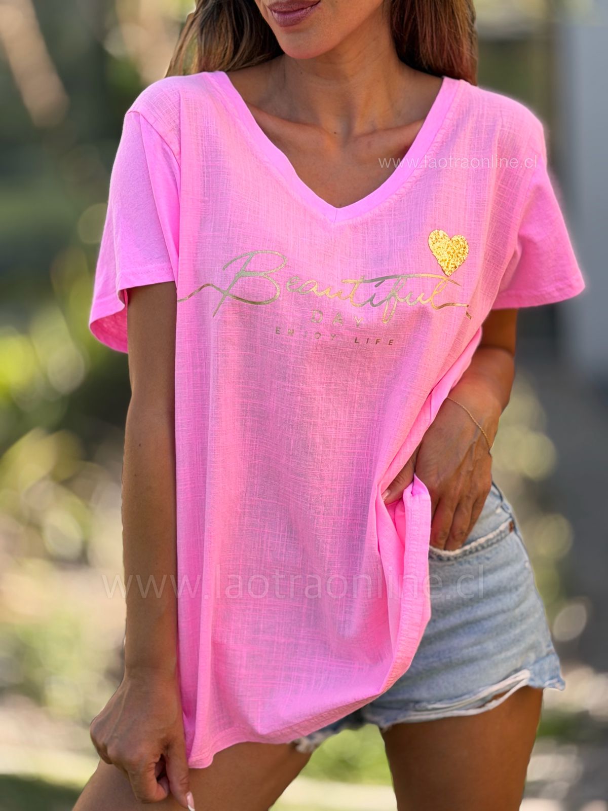 Polera Beautiful rosa