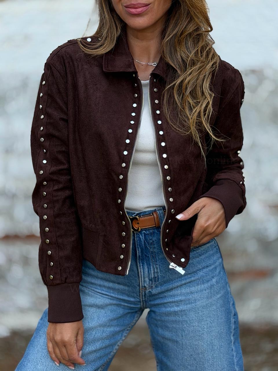 Chaqueta Tachas marron