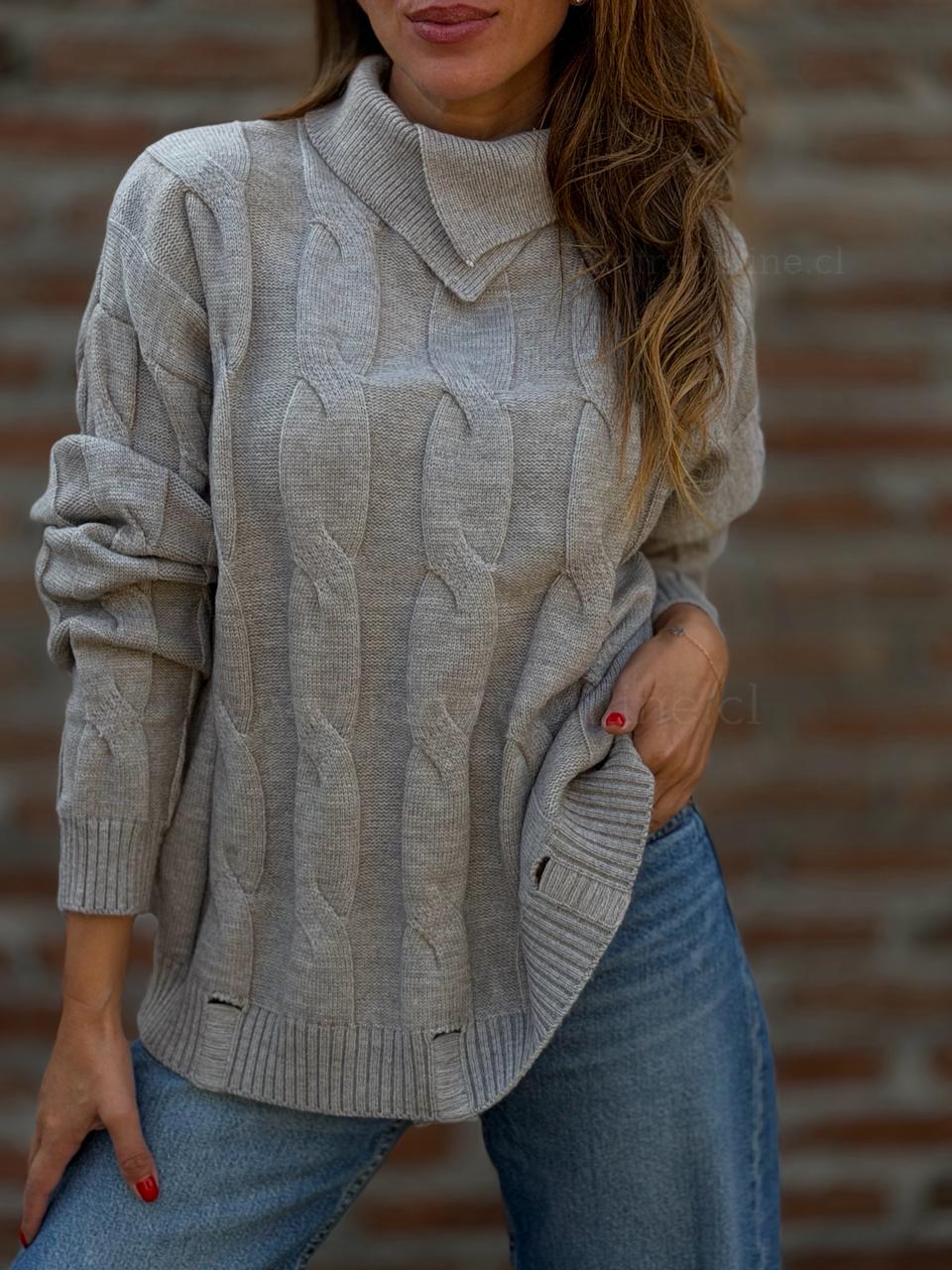 Sweater Trenza gris