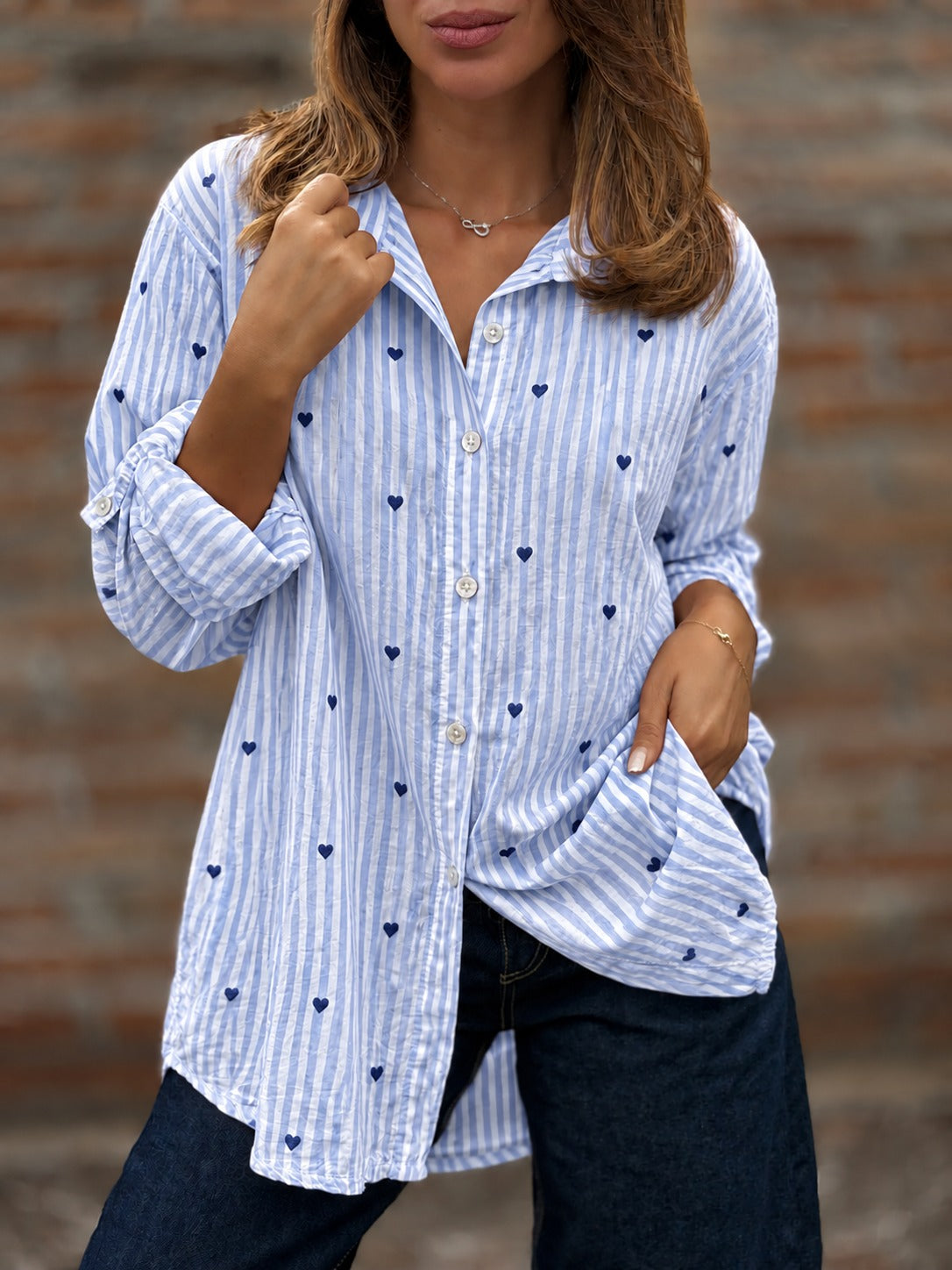 Blusa Mini corazón azul