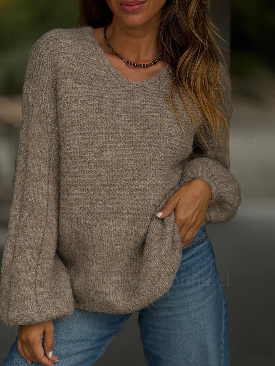 Sweater manga Globo taupe