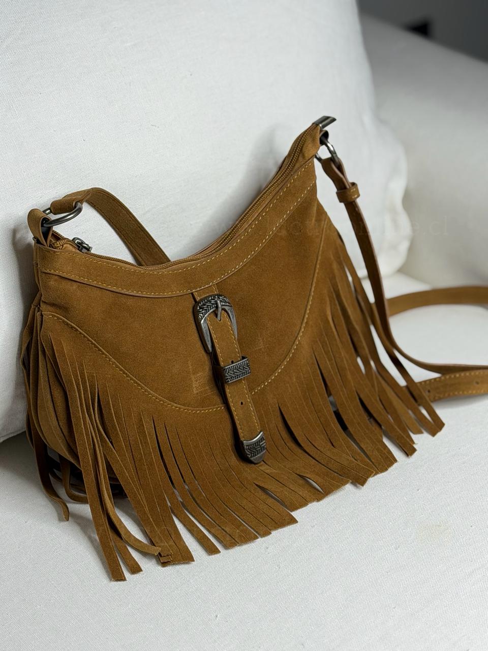 Cartera Gamuza flecos toffe