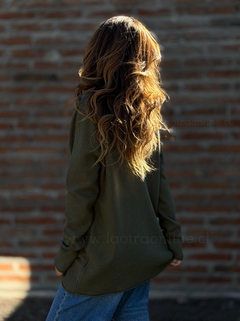 Sweater punto arroz verde