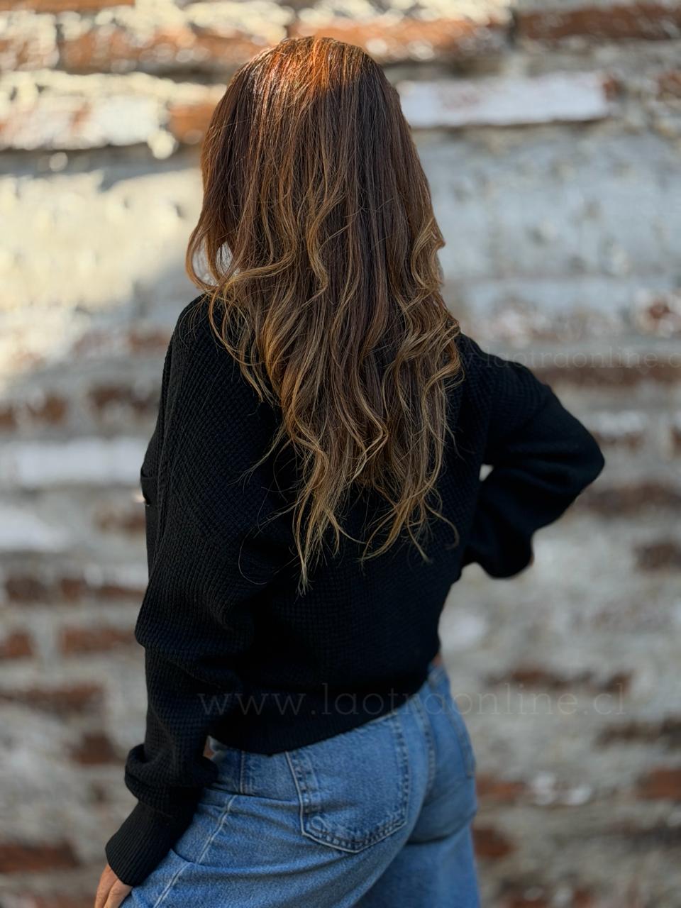 Sweater Tejido waffle negro