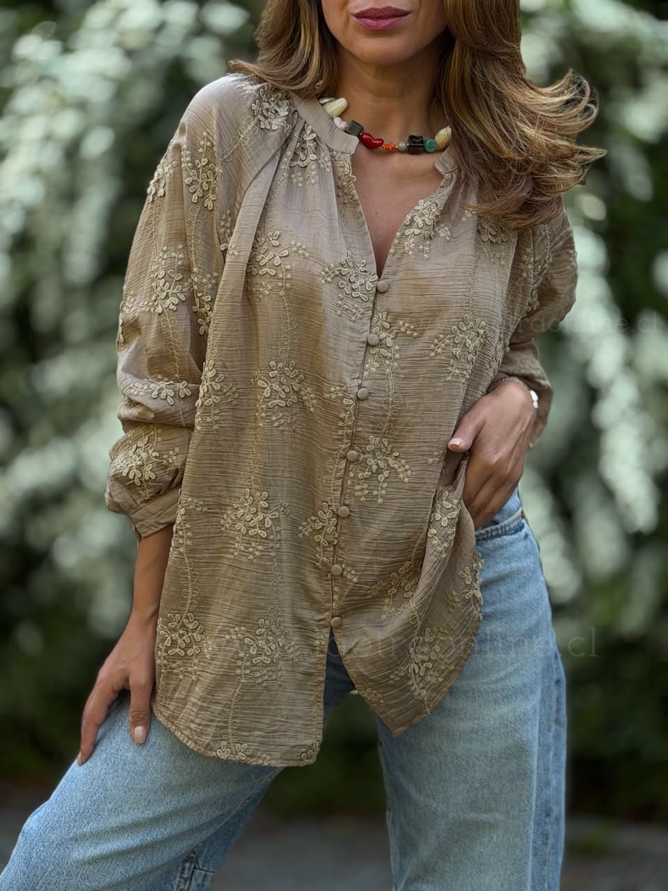 Blusa Delicada moka/olivo