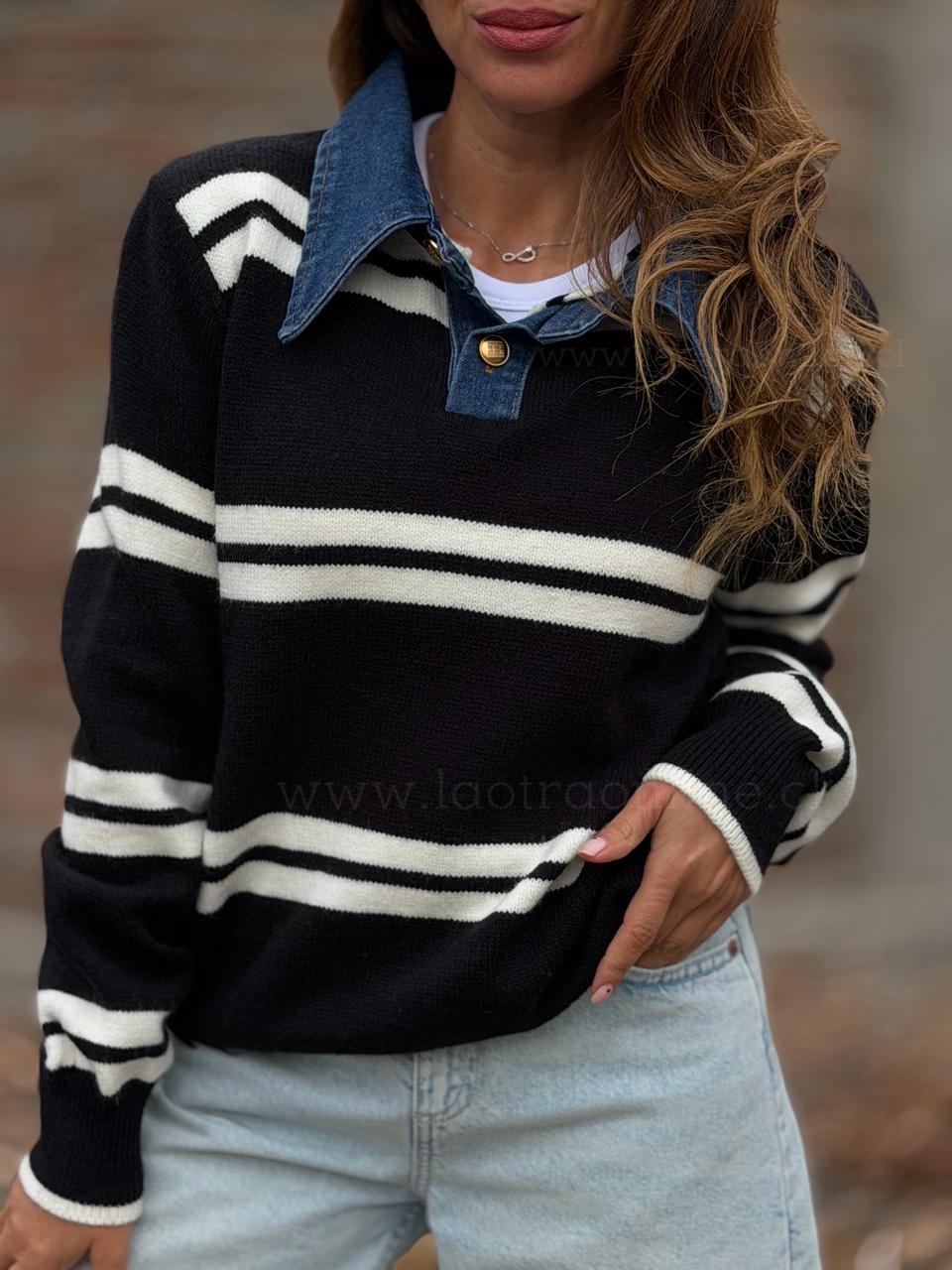 Chaleco Rayas blusa mentirosa negro